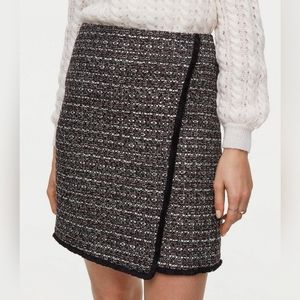 LOFT Fringe Tweed Wrap Skirt - Size 4